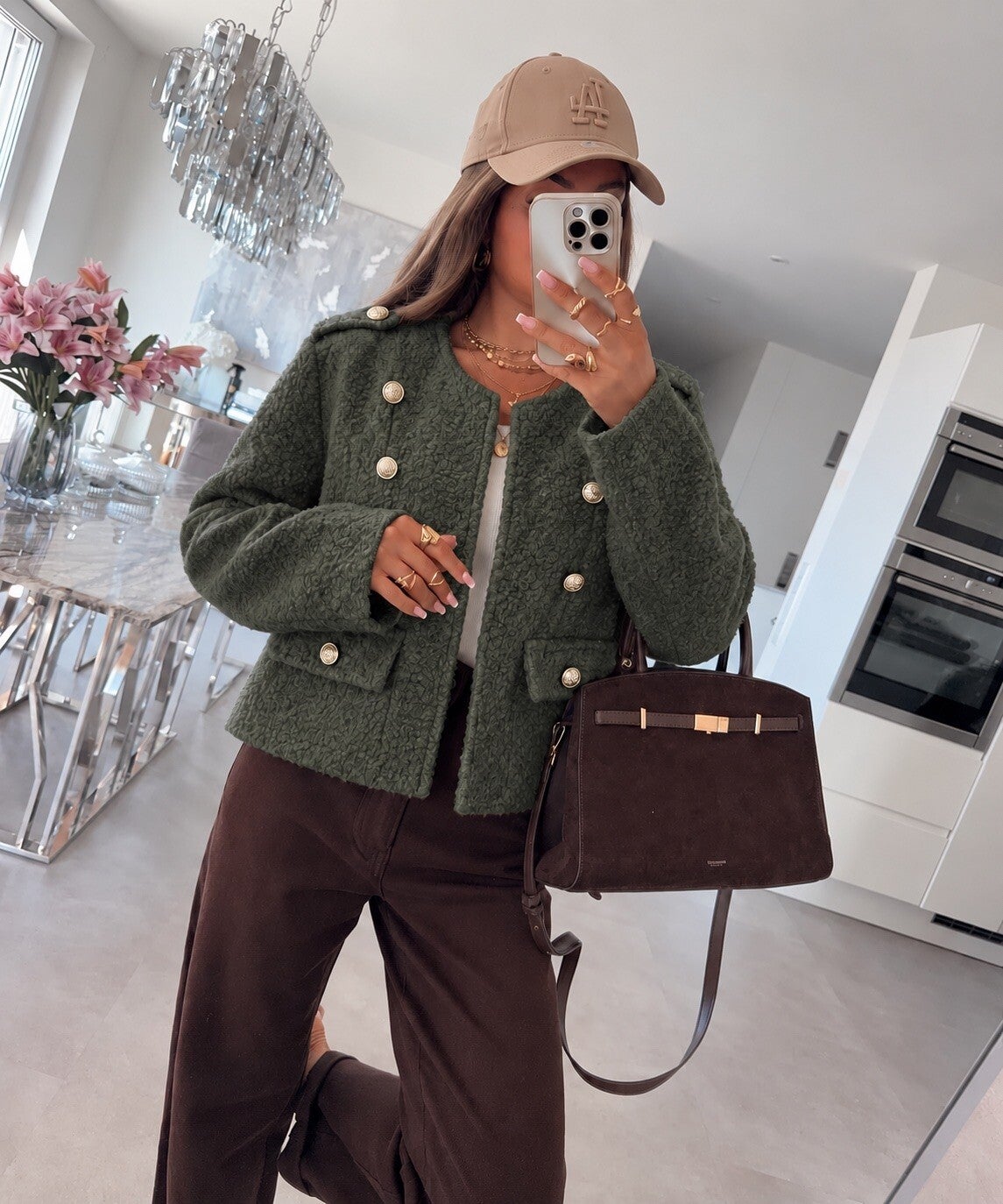 Veste Teddy officier courte à boutons dorés