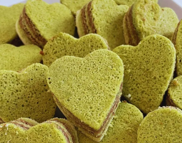Spekkoek hartjes Pandan