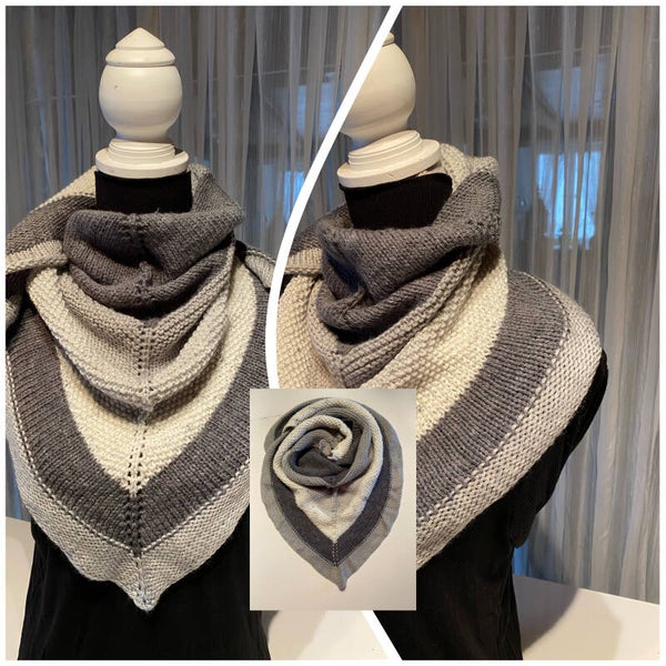 Dreiecktuch Weiss & Grau