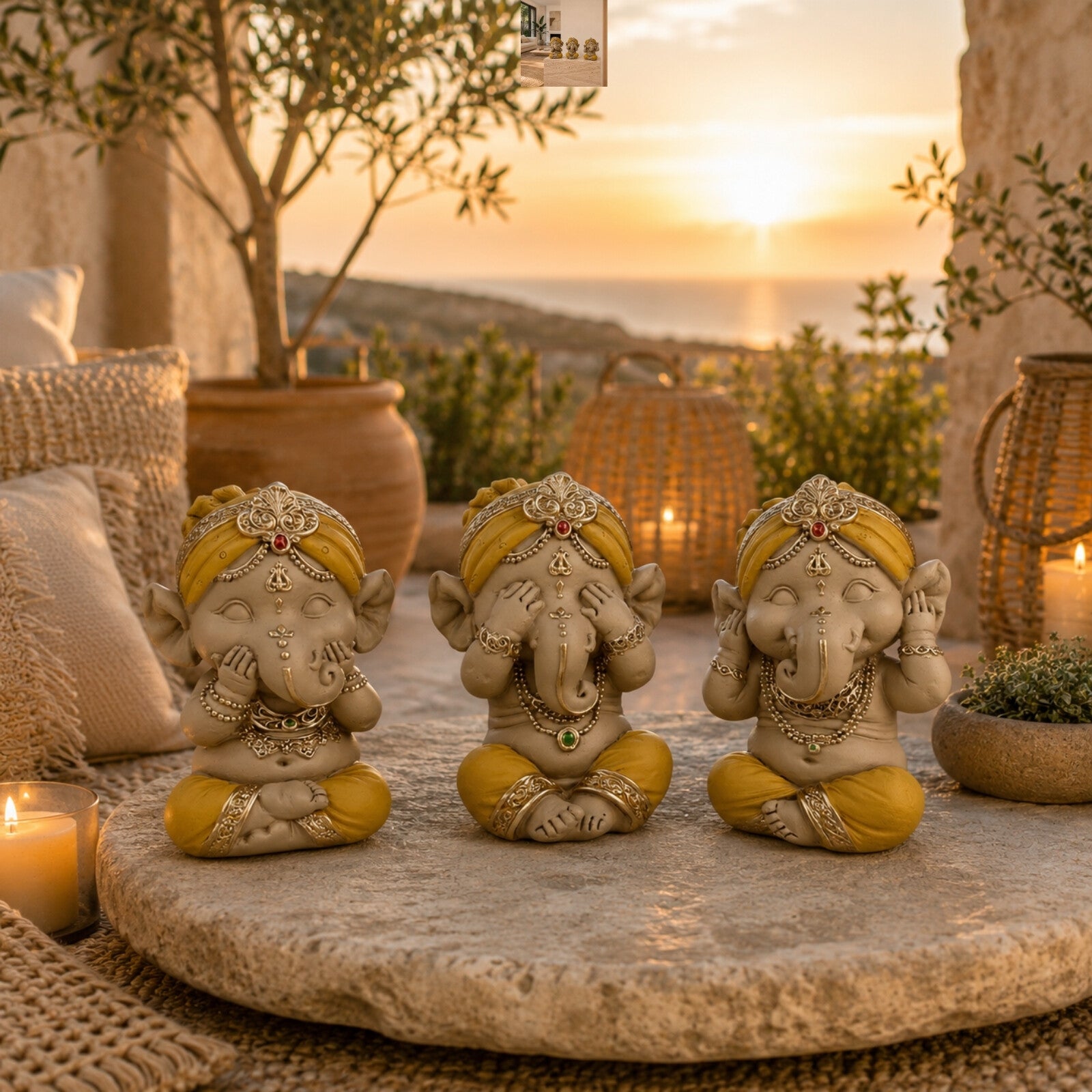 Buddha beeldje 3 baby's Ganesh