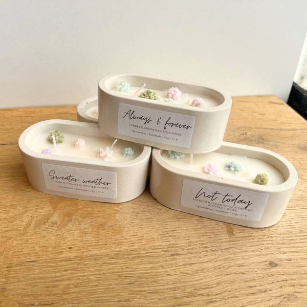 Mini dubbel kaars met vetplanten