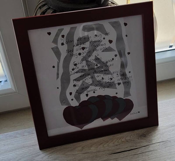 Ingelijst gedicht 'Liefde vieren'