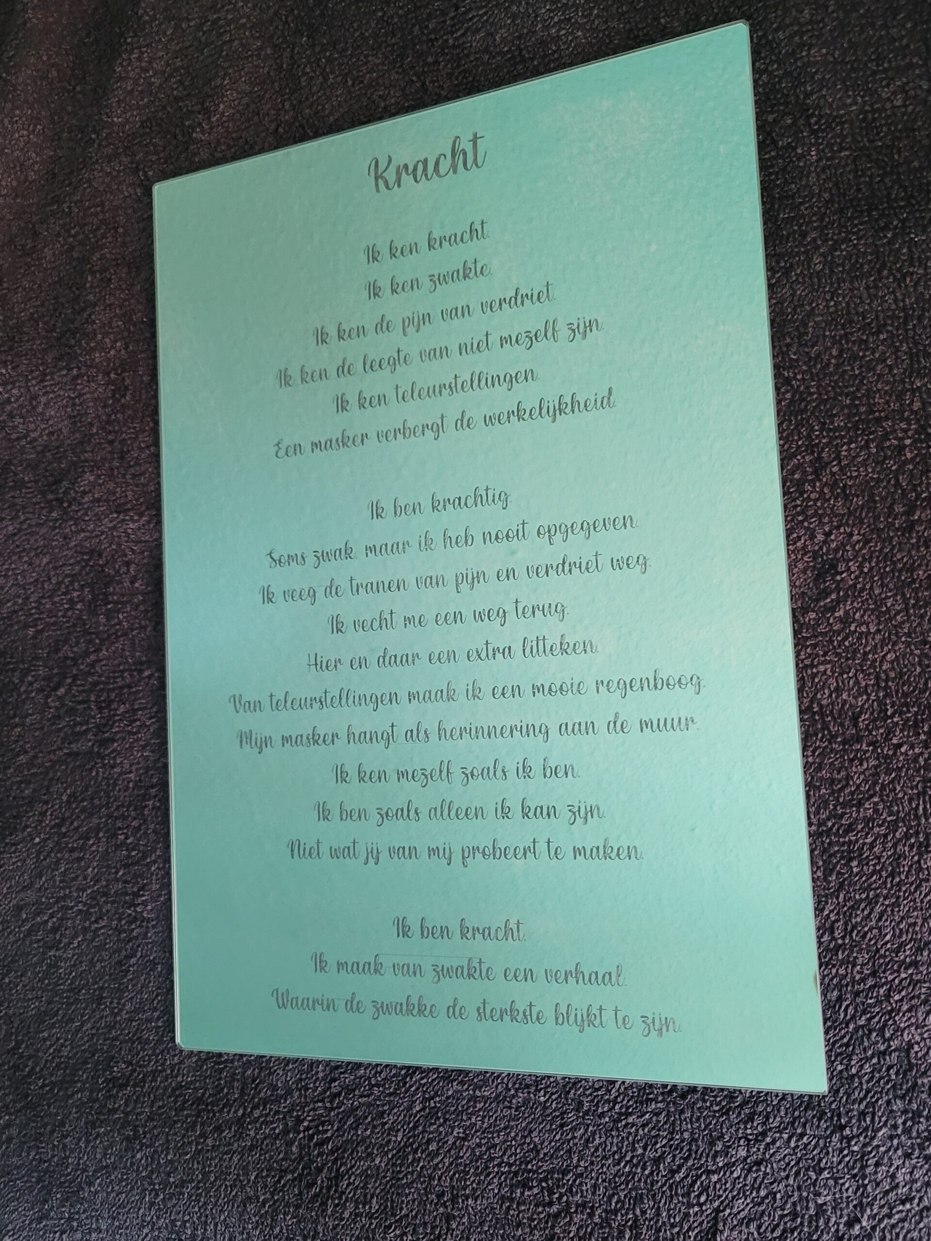 Gepersonaliseerd gedicht op spiegel