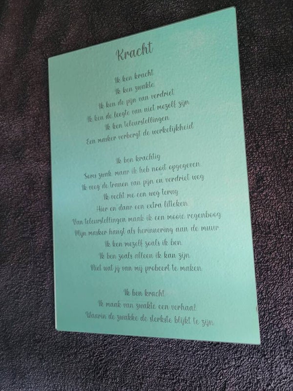 Gepersonaliseerd gedicht op spiegel