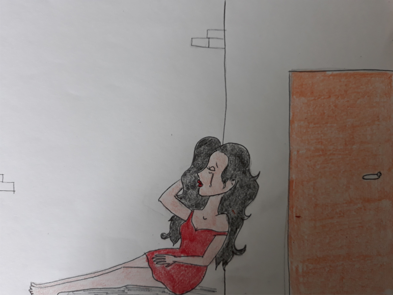 tekening van huilende vrouw