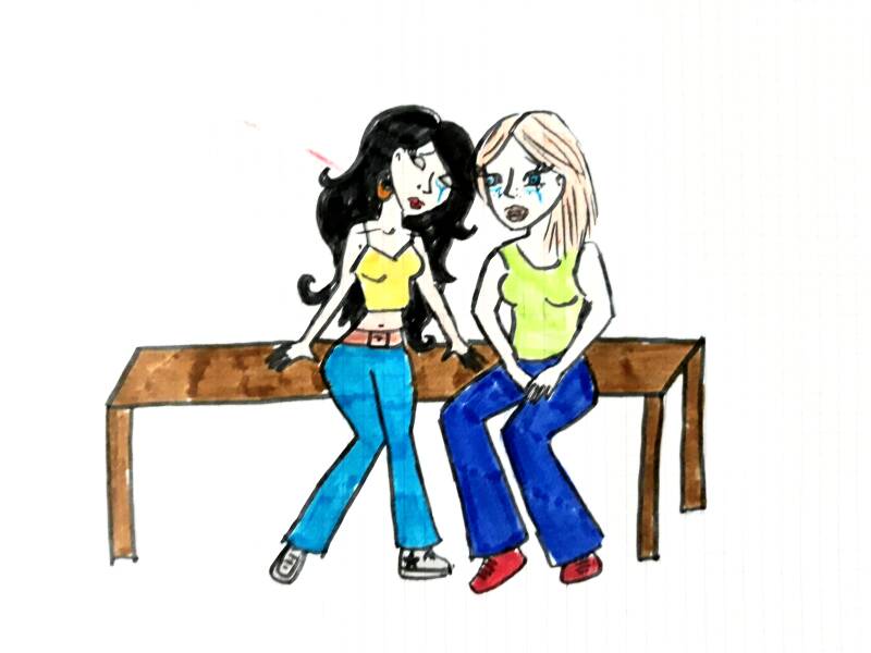 tekening van huilende meisjes