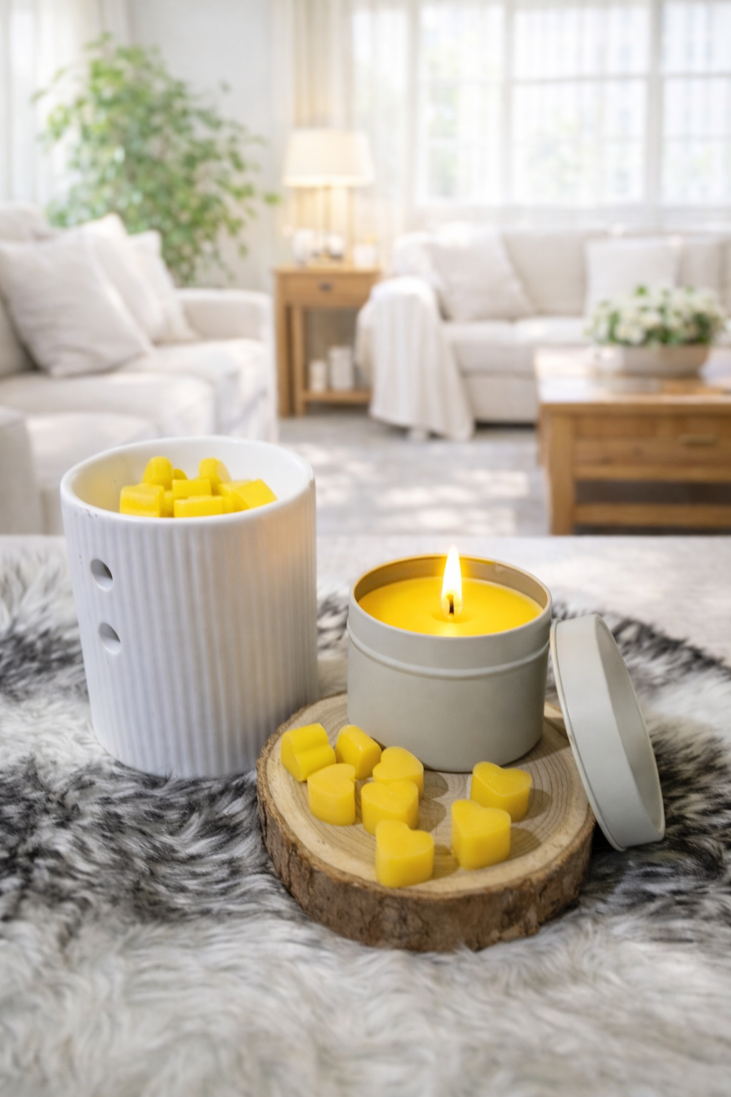 Cadeauset  Citronella met 30 mini waxmelts hartjes (wit)