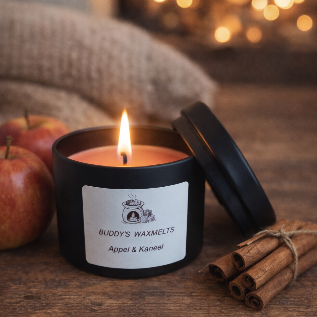 Geurkaars Appel & Kaneel (zwart)