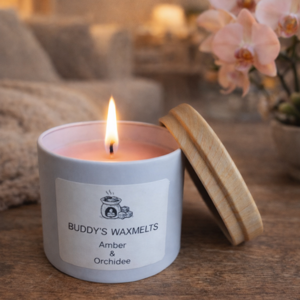 Geurkaars Amber & Orchidee ( wit )