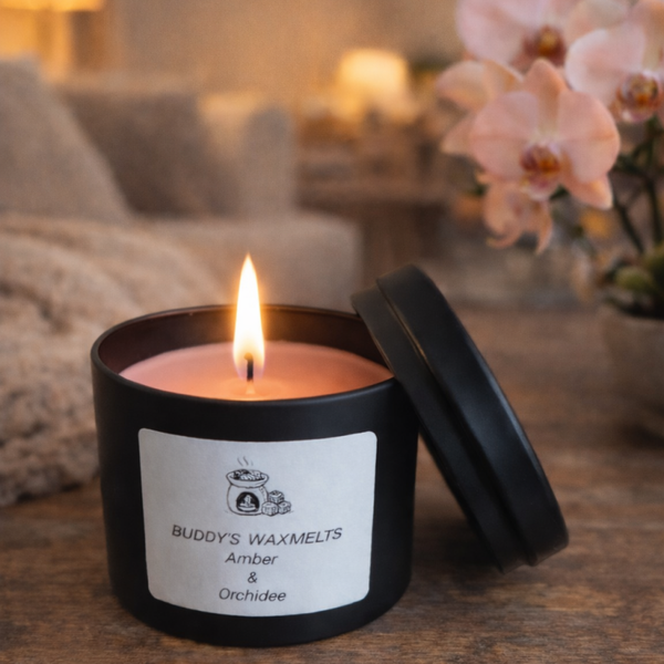 Geurkaars Amber & Orchidee ( zwart )
