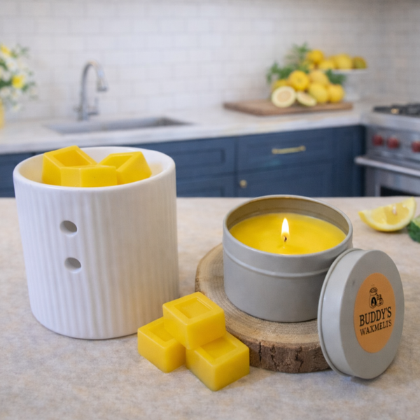 Cadeauset luxe Citronella met 4 waxmelts blokken (wit)