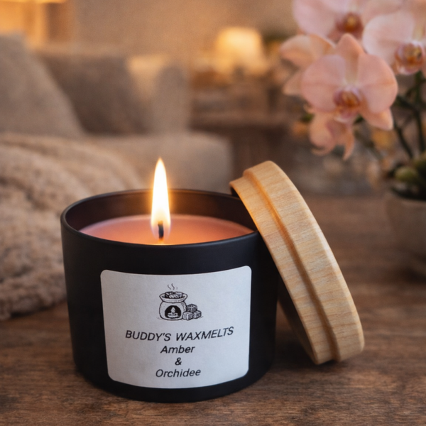 Geurkaars Amber & Orchidee ( hout )