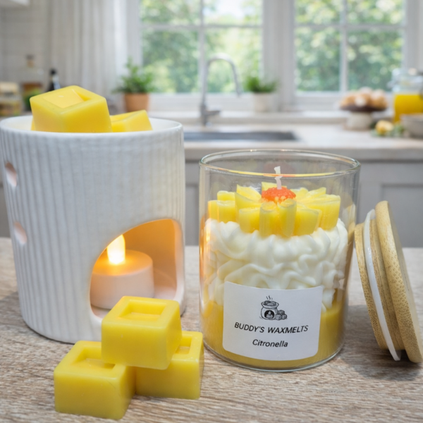 Cadeauset luxe met geurkaars in glas ( Citronella )
