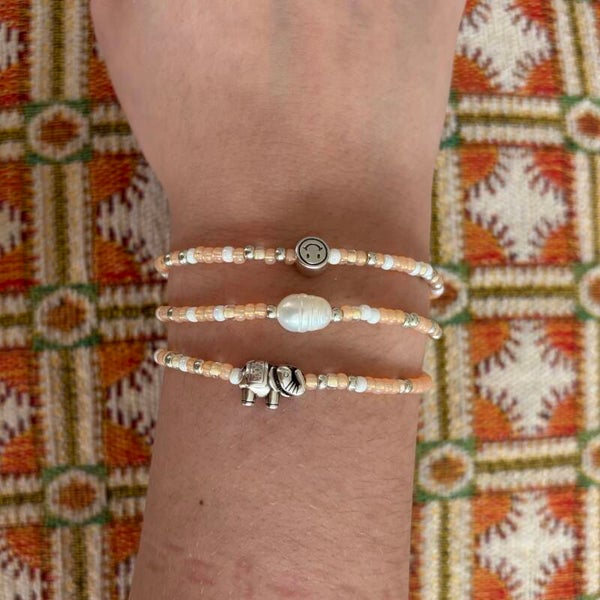 Armbandje perzik/zilver