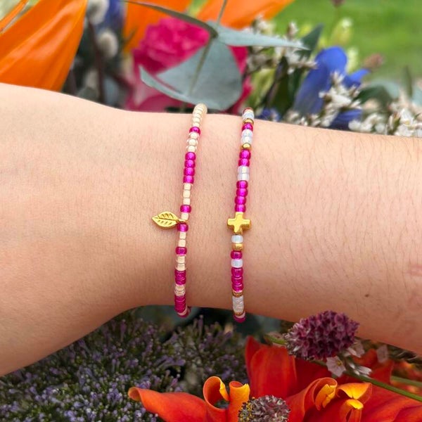 Armbandje roze/goud