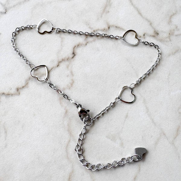 Enkelbandje 602, stainless steel, zilverkleurig