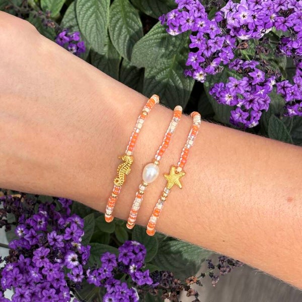 Armbandje oranje/goud