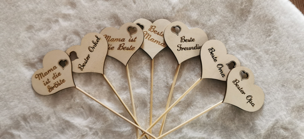 Holzstecker / Blumenstecker Herz.- /Kreisform