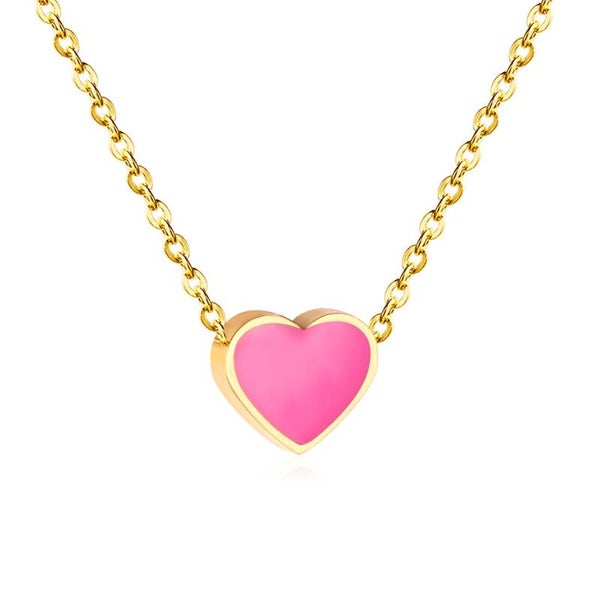 Ketting goud met roze hart