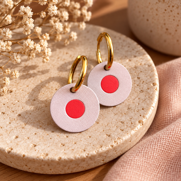 Boucles d’oreilles en cuir Octobre rose