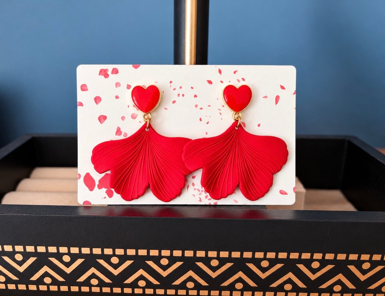 Boucles d’oreilles Ginkgo rouges