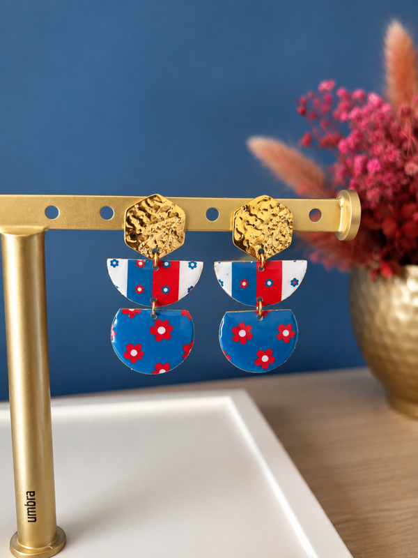 Boucles d’oreilles bleu, blanc, rouge
