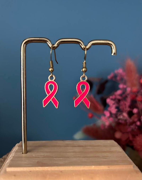 Boucles d’oreilles fushia Octobre rose