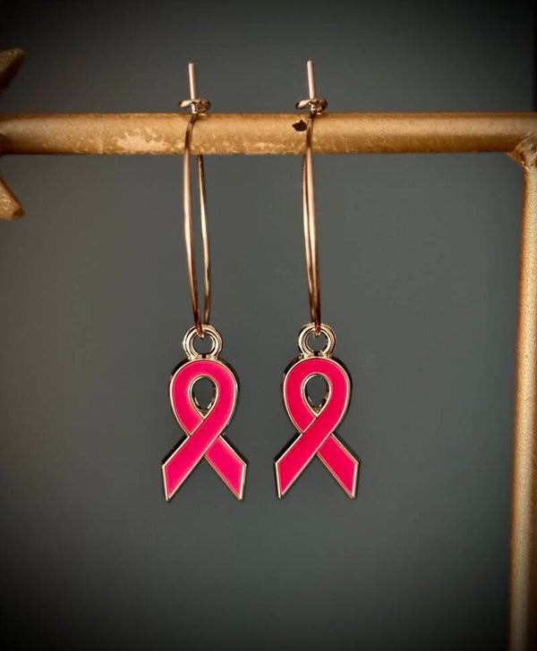 Créoles argentées Octobre rose