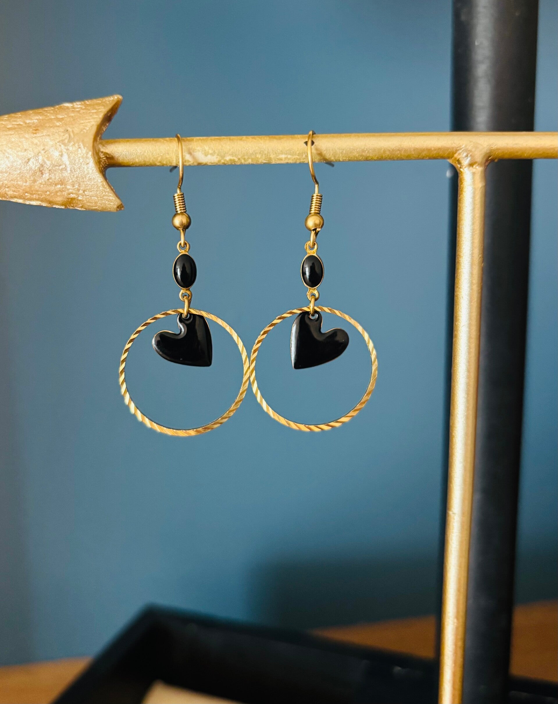 Boucles d’oreilles coeurs noirs
