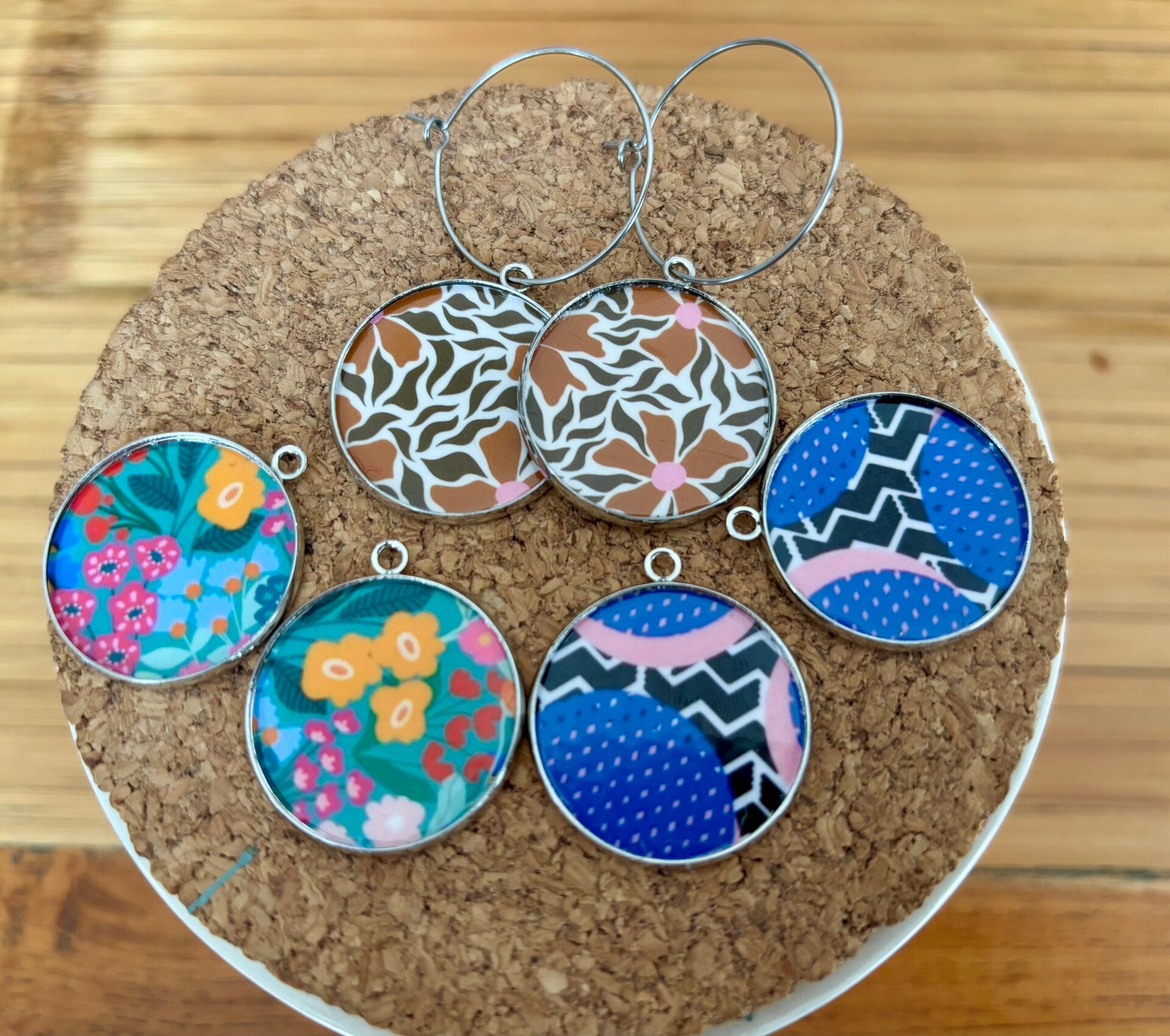 Ensemble  interchangeable argentées 3 paires de boucles