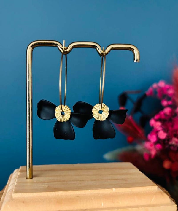 Créoles fleur noire