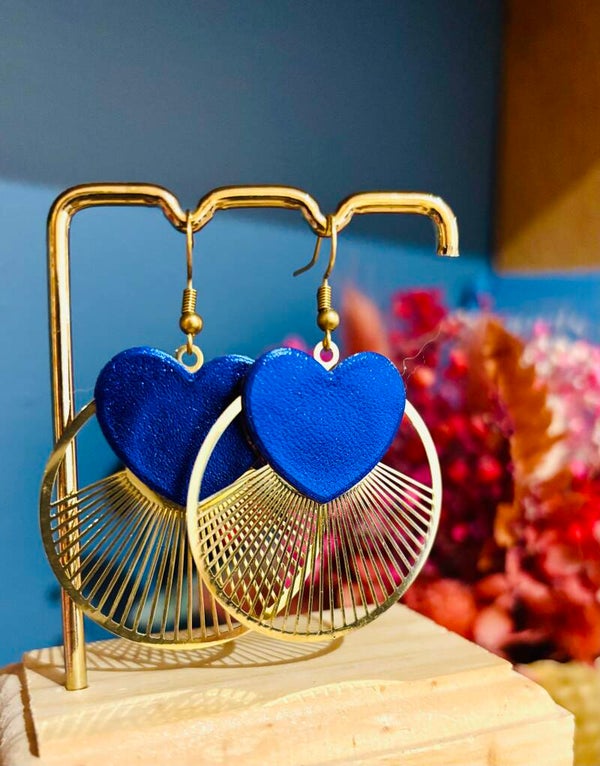 Boucles d’oreilles en cuir bleu