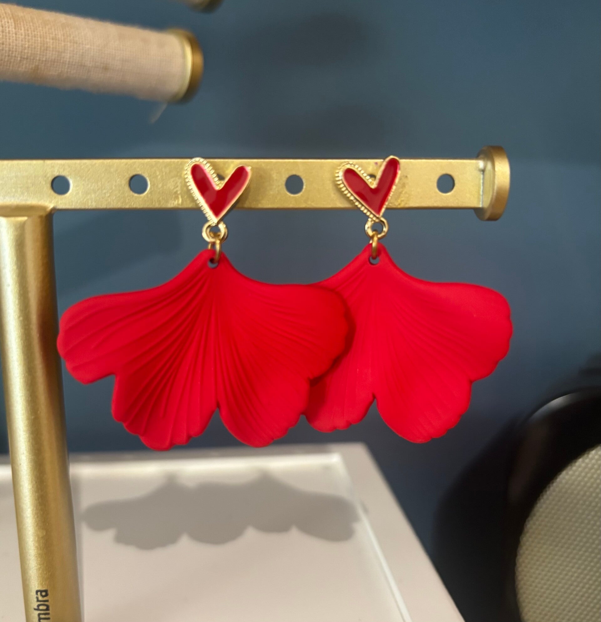 Boucles d’oreilles Ginkgo rouges