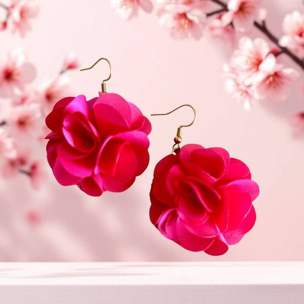 Boucles d'oreilles fleurs Octobre rose