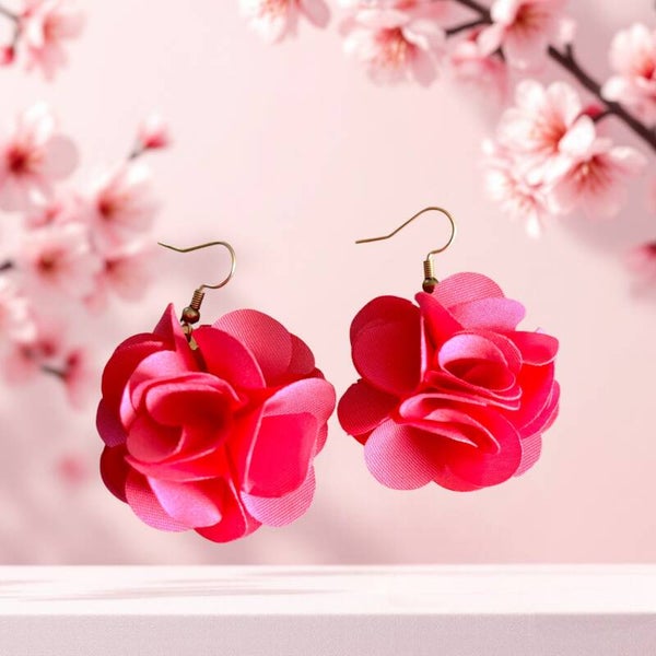 Boucles d'oreilles fleurs Octobre rose