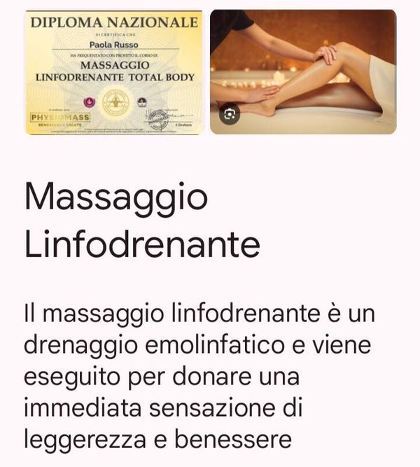 PACCHETTO 10 MASSAGGI LINFODRENANTE 60 MIN