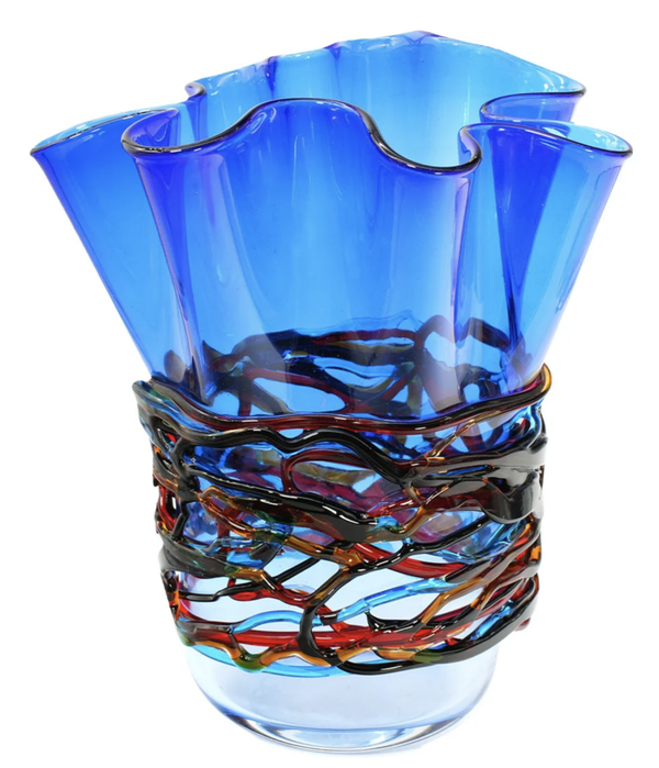 cobaltblue Murano redlines vase