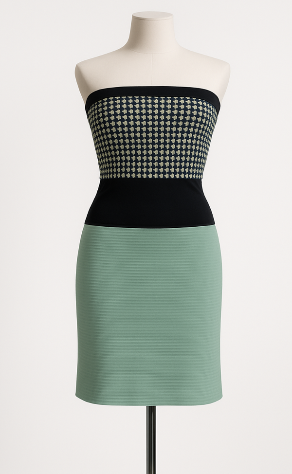 Trägerloses Sommerkleid in Salbeigrün