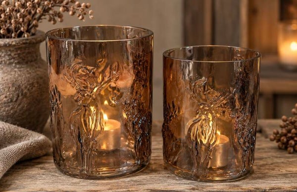 Windlicht Hert – bruin glas