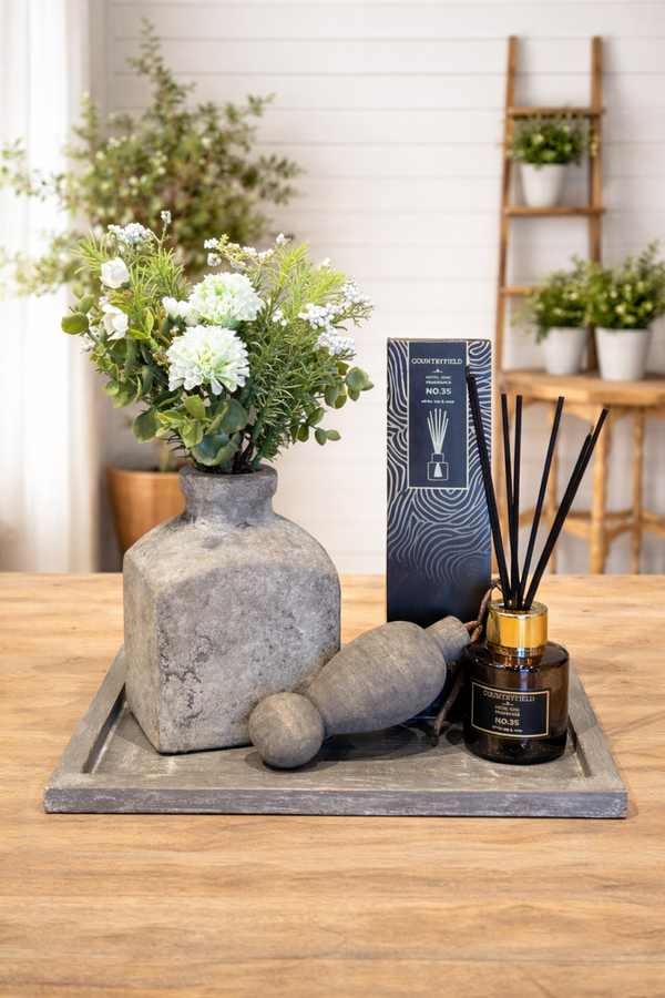 Compleet sfeer setje op plank – stoer & landelijk Grijs