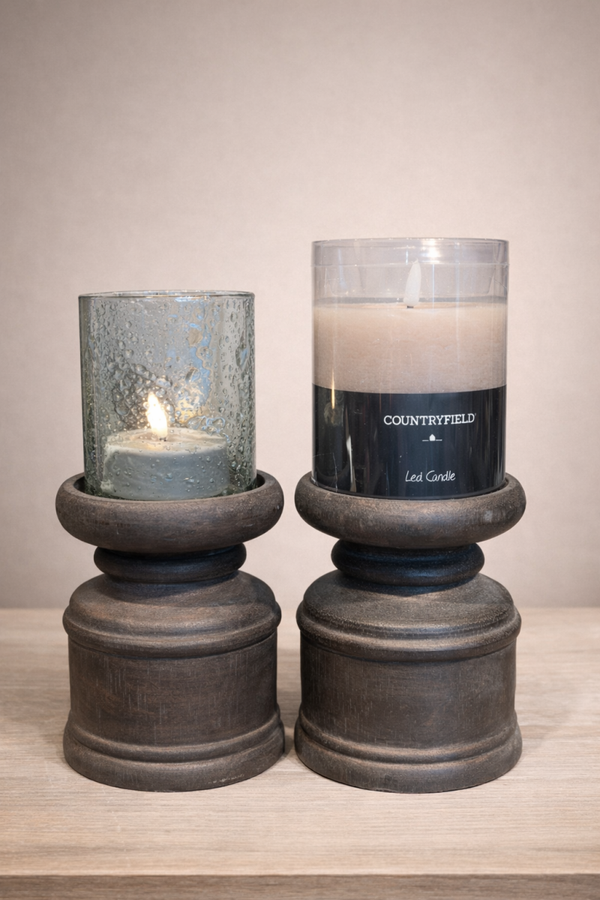 Stoere houten kandelaar / voet