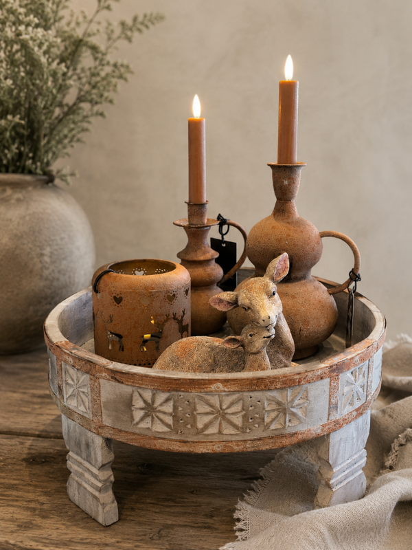 Sfeervolle woondecoratie set in warme aardetinten + gratis led kaarsen