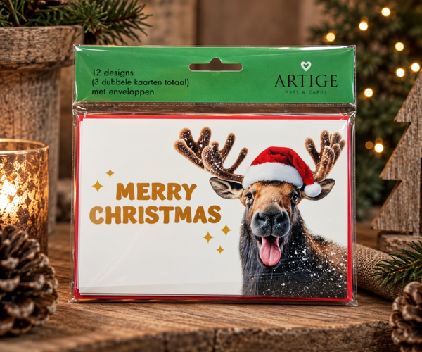 Kerstkaarten Merry Christmas – Rendier