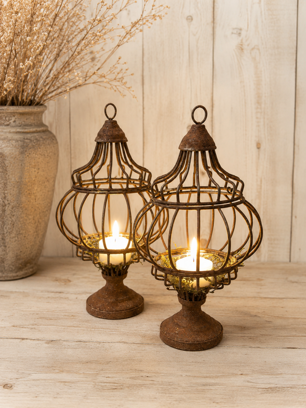 Metalen Roest Windlicht Ornament – 27 cm