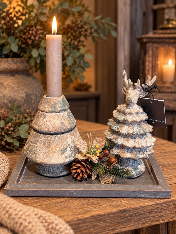 Landelijk kerstsetje met hertje en Countryfield LED-kaars