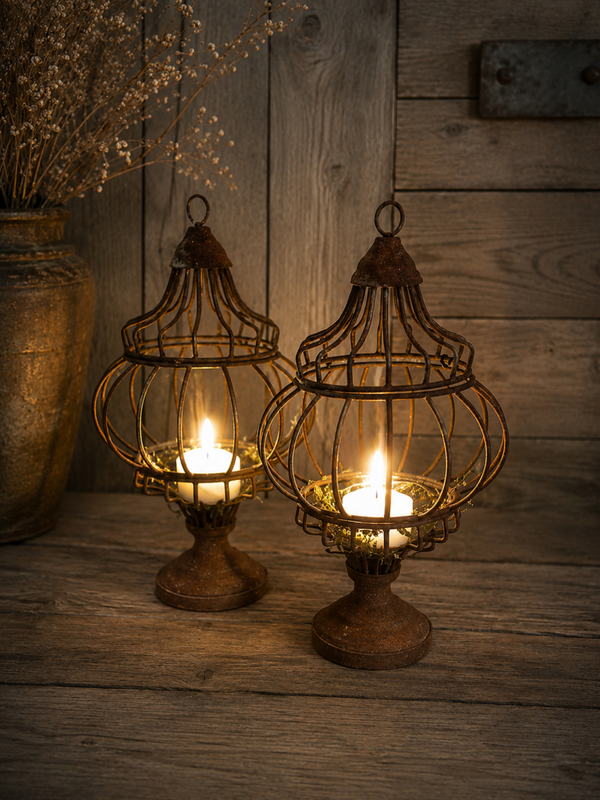 Metalen Roest Windlicht Ornament – 27 cm