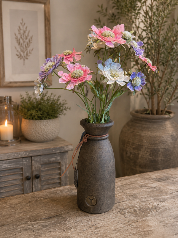 BRYNXZ Vase Luxury Leather Rope Majestic Brown gevuld.
