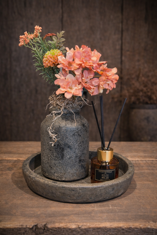 Sfeersetje met rond vaasje & geur diffuser