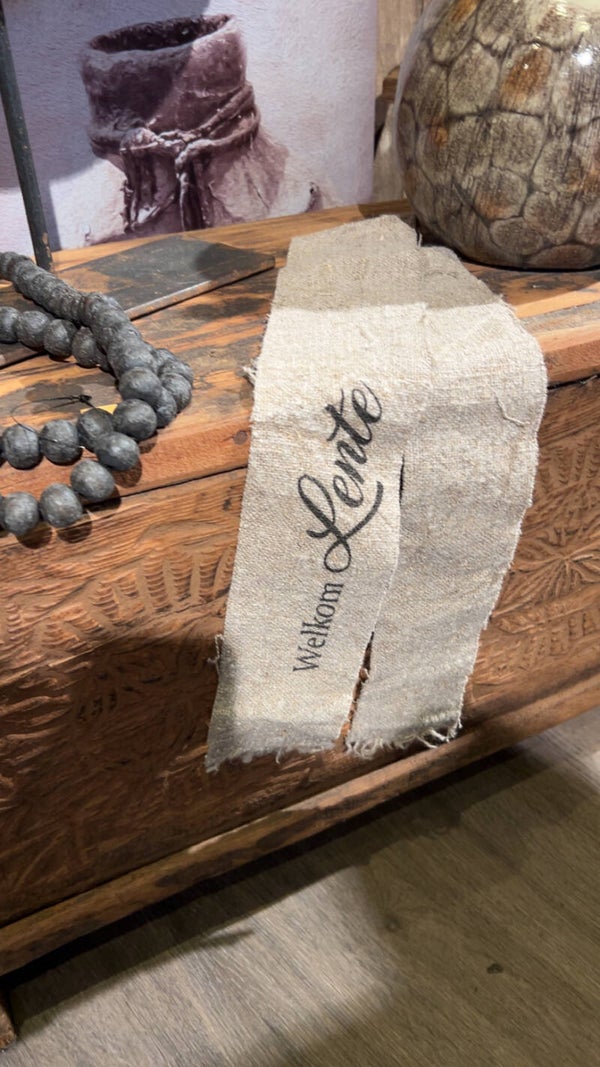 Shabby linnen lint “Welkom Lente”