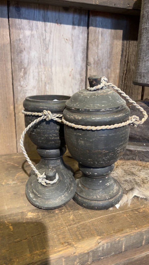 Decoratieve pot met deksel – stoer landelijk
